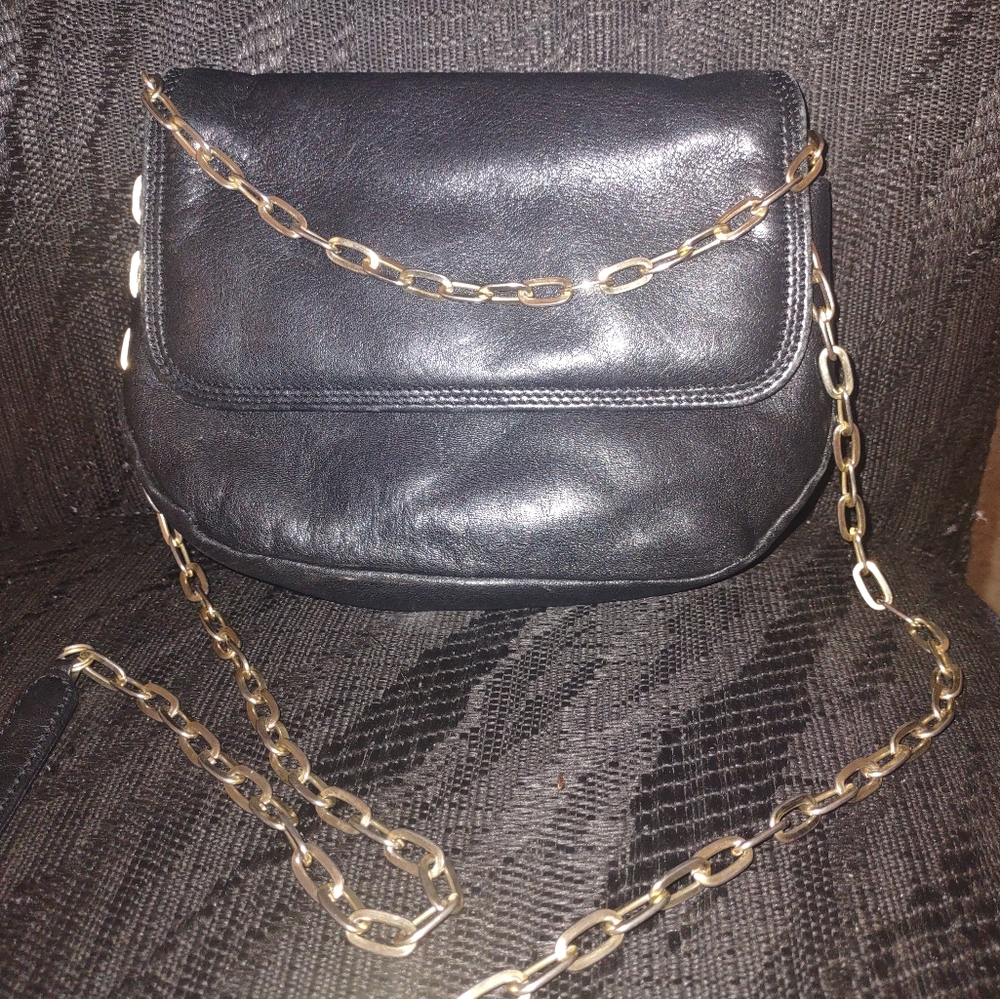 Elegant Black Leather Chain Bag